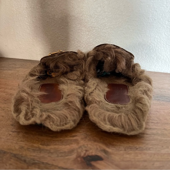Gucci Princetown Brown Velvet Fur Slip On Flats Size 8.5 - Picture 6 of 17